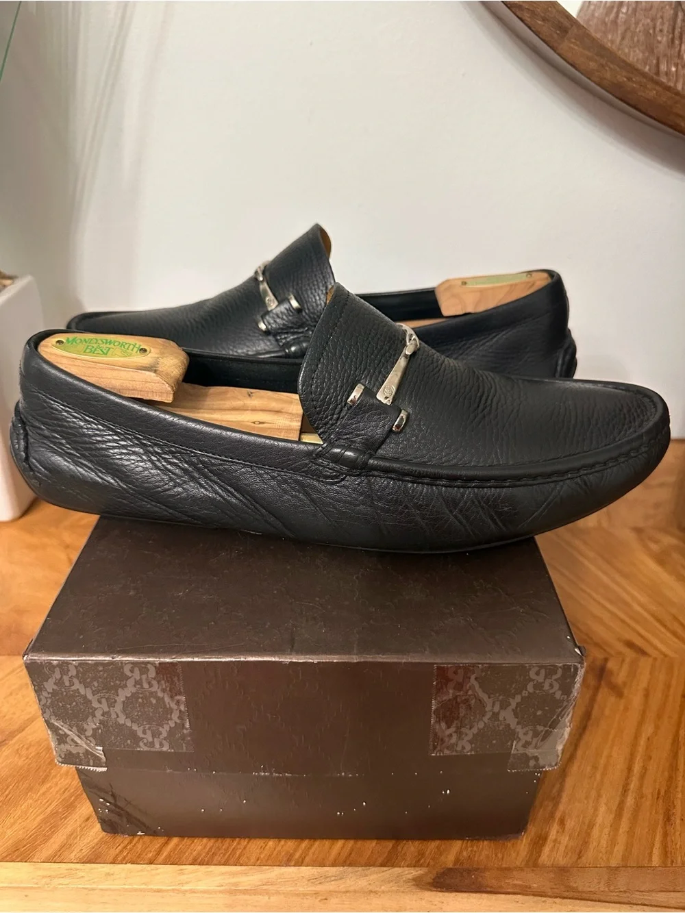 Gucci Men's Black Leather Slip On loafers SZ 10 UK/US 11 Classic Preppy GUC